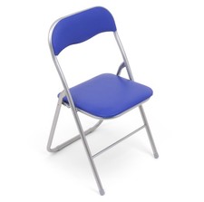 6 chaises pliables similicuir - argent-bleu - 6 chaises - construction solide