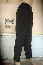 PANTALON D ETE DETENTE NOIR TAILLE ELASTIQUEE NEUF 100 % COTTON T 40/42/44