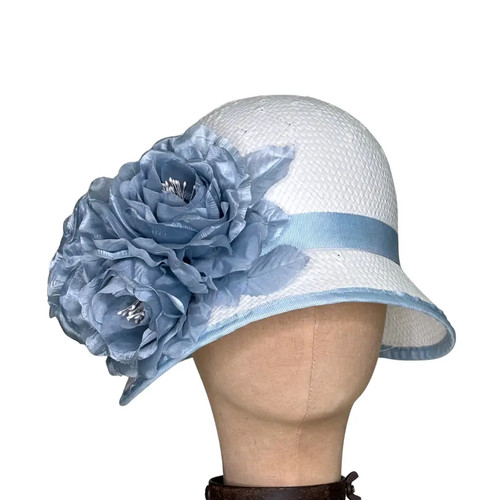 Chapeau cloche paille bleu - chapeau,