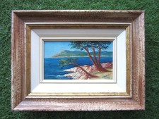 Beau petit tableau signé Cannes 1940 marine près de Mandelieu-la-Napoule Antibes