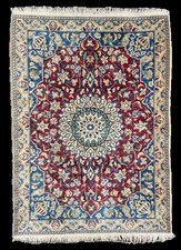 fine Nain Persian rug tapis persan laine soie wool silk seide teppich 130x90 cm