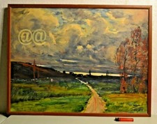 Aquarelle Gouache Léopold Pradère 1869-1941 Paysage automnal avec ciel couvert