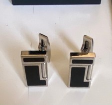ST DUPONT Boutons de manchettes briquet laque noire et palladium
