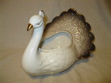 ? Vintage Ancien CACHE-POT ou VIDE-POCHE PAON en CÉRAMIQUE FAÏENCE ITALY Retro