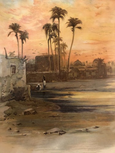 Aquarelle orientaliste village - aquarelle,