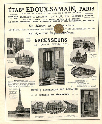 Ascenseurs edoux samain paris - ascenseurs,