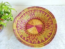 1920s Vintage Mandala Design Tricoté Main Paille Basket Fruits Légumes W713