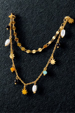 Collier de pentacle de perles en acier inoxydable