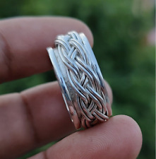 Bague de pouce en argent sterling 925 massif toupie et bague faite à la main.