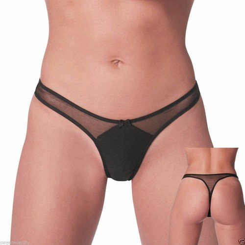 String noir satin et - string,
