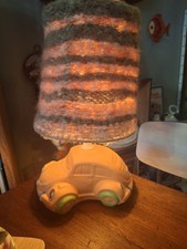 Lampe Et Abat Jour Vintage En Céramique Voiture Coccinelle Orange 