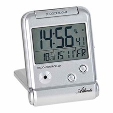 Réveil De Voyage Numérique Atlanta Argent Répétition Lumière Calendrier