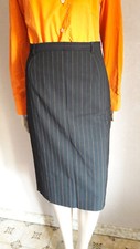 Cyrillus Superbe jupe crayon noire à fines rayures orange et beige - Neuve