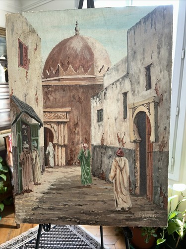 Tableau orientaliste marouflé - tableau,