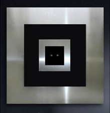 Original Abstrait Métal Image Noir Chat Moderne Tableau Argent Gris Décor XL