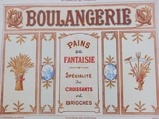 CHARAYRON DURAND POCHOIR BOULANGERIE PAINS  LITHO 1914 ENSEIGNE ART DECO R3963