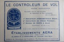 9/1922 PUB ETS AERA CONTROLEUR DE VOL BADIN PIONEER AVION ORIGINAL FRENCH AD
