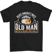 Un Vieil Homme Avec Une Boule De Bowling 10 Pin T-Shirt Pour Hommes 100% Coton