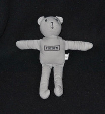 Peluche doudou ours gris IKKS visage brodé 20 cm NEUF