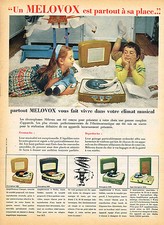 PUBLICITE ADVERTISING 124  1958  MELOVOX  tourne-disque électrophone