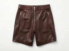 Short motard cuir marron - de,