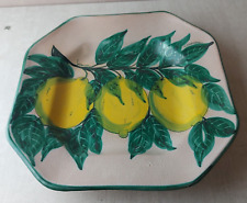 Ancien plat décoratif S. Stefano, en faïence italienne, décor citron, XXe