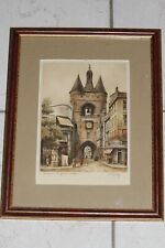 Gravure lithographie ancienne Bordeaux La Grosse Cloche Barday
