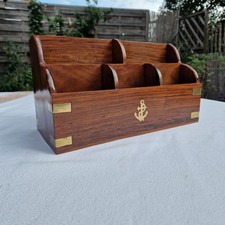 Range Courriers Bois Teck Massif, Meuble Classeur Vintage Marine Bateau Bureau