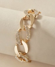 Bracelet Torsadé Femme Doré Or Bijoux Chaîne Imposante Chaînette Réglable Jaune