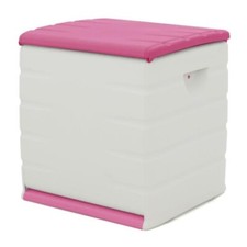 PLASTIKEN Coffre Rangement Avec Roulettes 190 L - 60x61x53 cm - Beige et Fuchsia
