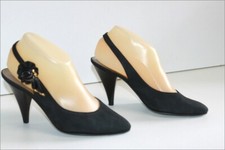 BOUTIQUE VALENTINO Escarpins Vintage Velours Noir T 36.5 TBE