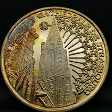 JETON TOURISTIQUE 31mm Doré et PATINE CATHEDRALE DE STRASBOURG ALSACE / BLASON