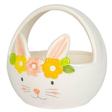 Fleur jaune lapin panier peint à la main Party Buffet Vaisselle 16.5cm Blanc