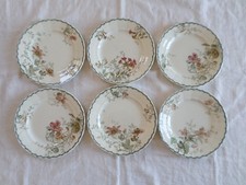 Ancien assiettes à dessert plates faïence terre de fer polychrome Choisy Le Roi