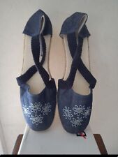 Paire de chaussures Femme Damart P. 40 jean fleuri Basquaise brides croisées...
