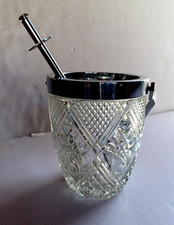 Seau a glace en verre  et pince A glaçons.