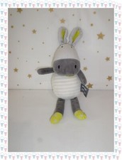 ㊲ - Doudou Peluche Ane Cheval Zèbre Blanc Gris Rayé Vert  Orchestra Prémaman