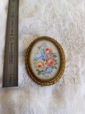 Broche ancienne peinte - ancienne,