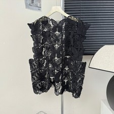 Gilet Brodé Papillon Creux Sexy Débardeur Chemisier À Manches Larges