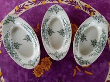 3 Raviers Terre de Fer Choisy Le Roi HB et Cie Modèle Louis XV Décor Floral Vert