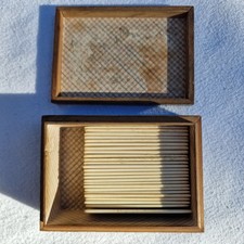 Boîte Ancienne À Jetons De Jeux En Os, Coffret Napoléon Bois Laqué Noir 19ème.N1