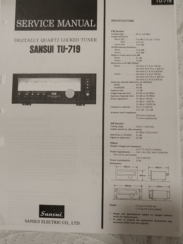 Sansui 719 tuner service - tu-719,