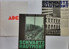 3 BROCHURES PUBLICITAIRES FENETRE HUISSERIE  -1930- SCHWARTZ HAUMONT, ADCLO