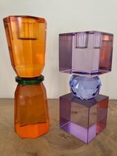 2 BOUGEOIRS VERRE COULEUR MURANO RECOLLECTION DESIGN MODERNE 1980 SHABY CHIC