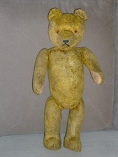 ANCIEN OURS NOUNOURS PELUCHE DORE REMBOURRAGE PAILLE 47 CM OLD TEDDY BEAR