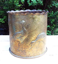 Ancien gros obus gravé travail de poilu tranchée guerre 14-18 WW1