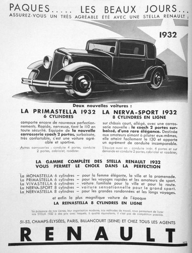 Publicité presse 1932 renault - presse,