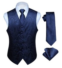 hommes classique Paisley Floral jacquard gilet & cravate et gilet de poche gi...