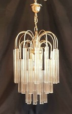 Lustre 32 Tubes Barres  Vintage Pop 1960  Murano Design Venini Chrome Verre ++