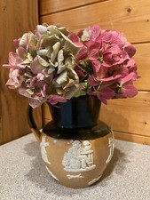 Magnifique pichet ancien Royal Doulton, en faïence bicolore, fin XIXe, England